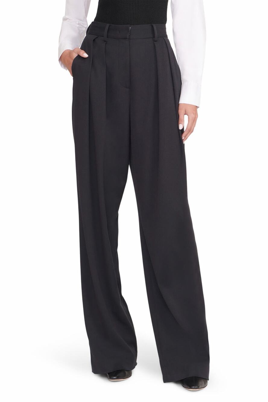 Staud Luisa Pleated Wide Leg Pants Black Trousers Sz 6 Women’s Nice Condition
